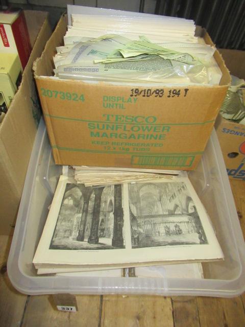 CRATE OF BOOK ILLUSTRATIONS AND BOX OF FINANCIAL ADVERTISING EPHEMERA Image