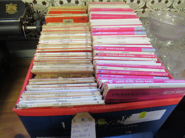 WELL FILLED BOX OF VINTAGE AND ORDNANCE SURVEY MAPS Image