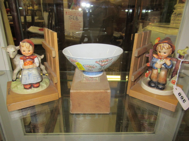 PAIR OF HUMMEL BOOKENDS A BOWL AND BOTTLE Image