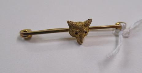 9CT GOLD FOX HEAD STOCK PIN, 3.2g gross Image