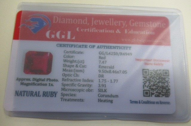NATURAL EMERALD CUT RUBY 7.47 CTS Image