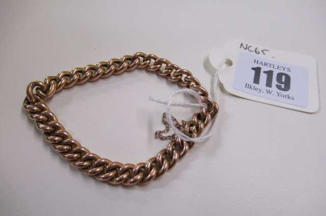 HOLLOW 9CT GOLD CURB LINK BRACELET, 12g Image