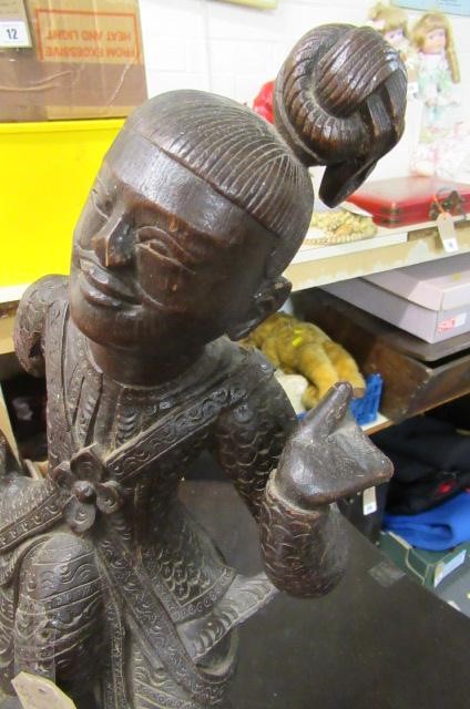 CARVED ASIAN WOODEN FIGURE Image