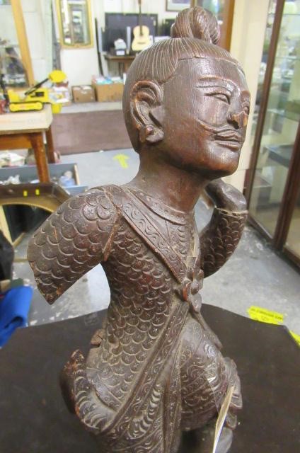 CARVED ASIAN WOODEN FIGURE Image
