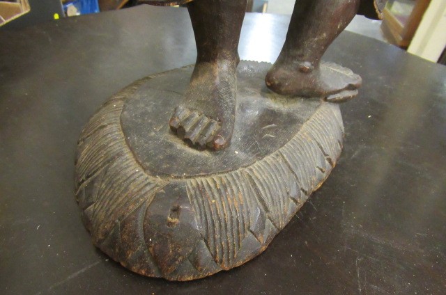 CARVED ASIAN WOODEN FIGURE Image