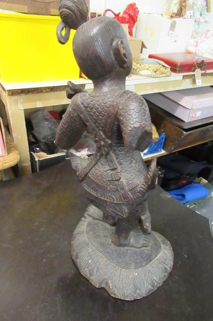 CARVED ASIAN WOODEN FIGURE Image