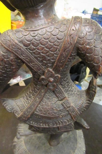 CARVED ASIAN WOODEN FIGURE Image