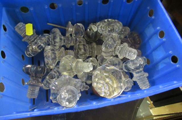 TWO BOXES OF VINTAGE GLASS AND OTHER DOOR HANDLES Image