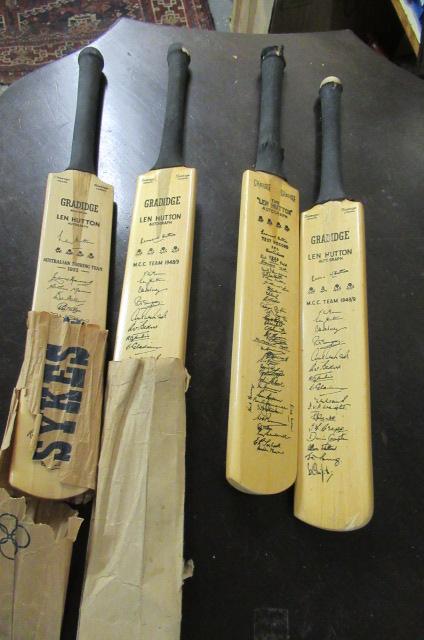 FOUR MINIATURE CRICKET BATS WITH PRINTED AUTOGRAPHS Image