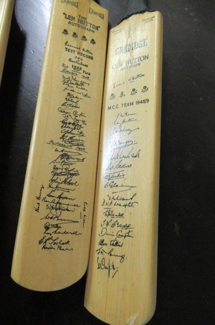 FOUR MINIATURE CRICKET BATS WITH PRINTED AUTOGRAPHS Image