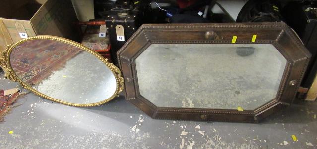 OAK FRAMED MIRROR AND A GILT FRAMED MIRROR Image