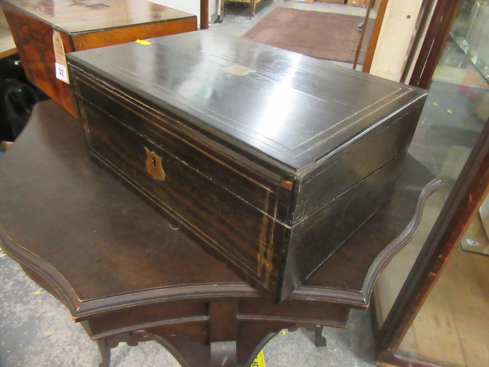 WALNUT BRASS BANDED WRITING SLOPE AND AN EBONY WRITING SLOPE Image