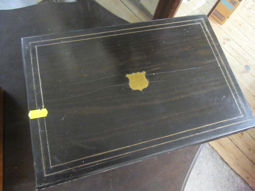 WALNUT BRASS BANDED WRITING SLOPE AND AN EBONY WRITING SLOPE Image