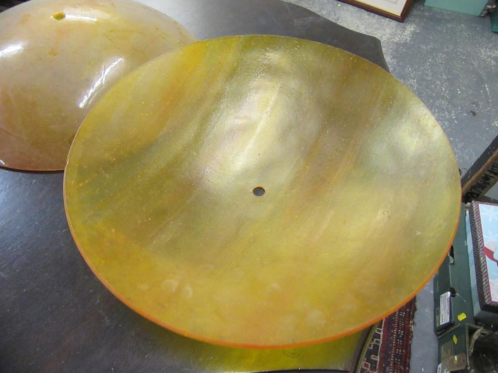 EIGHT AMBER COLOURED GLASS LIGHT SHADES Image