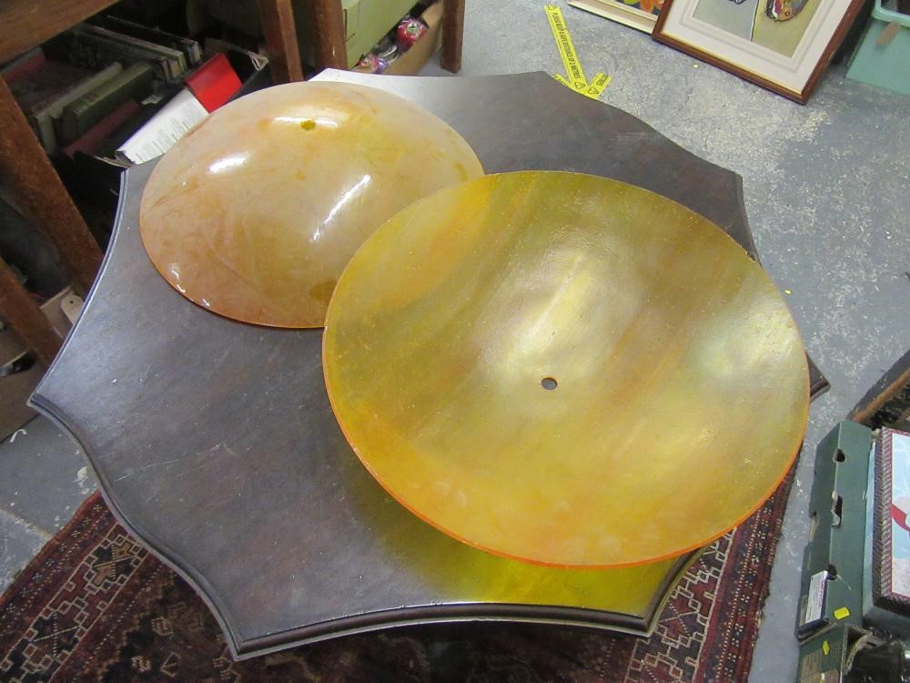 EIGHT AMBER COLOURED GLASS LIGHT SHADES Image