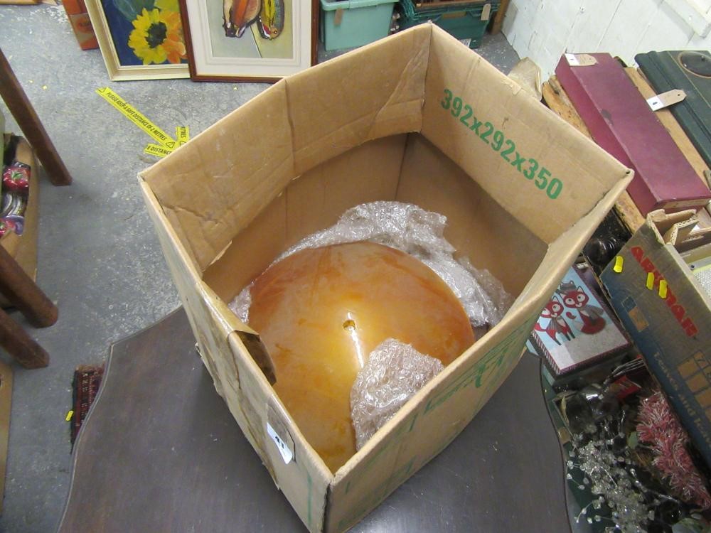 EIGHT AMBER COLOURED GLASS LIGHT SHADES Image