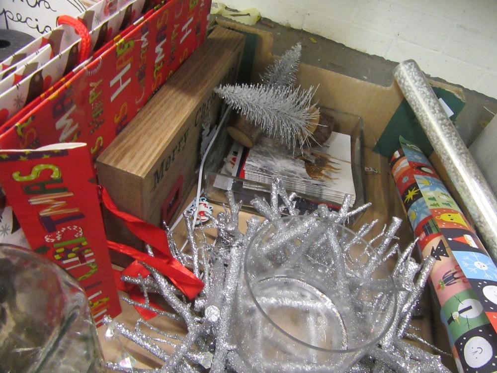 TWO BOXES OF CHRISTMAS DECORATIONS AND CRAFT ITEMS Image