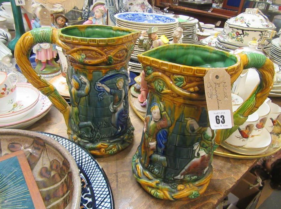 TWO MAJOLICA JUGS Image