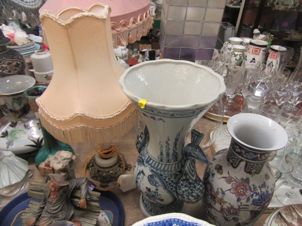 FOUR VASES   A LAMP AND TWO FIGURES Image