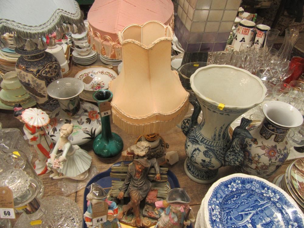 FOUR VASES   A LAMP AND TWO FIGURES Image