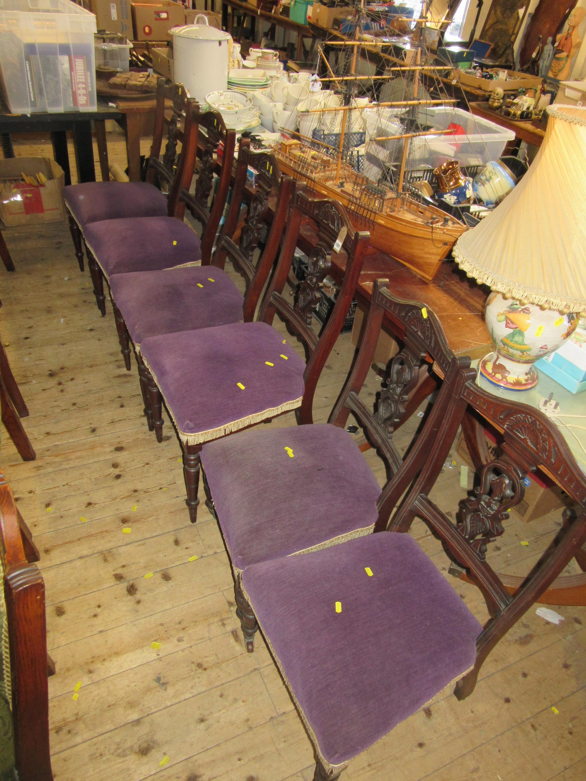 SET OF SIX PURPLE UPHOLSTERED CHAIRS Image