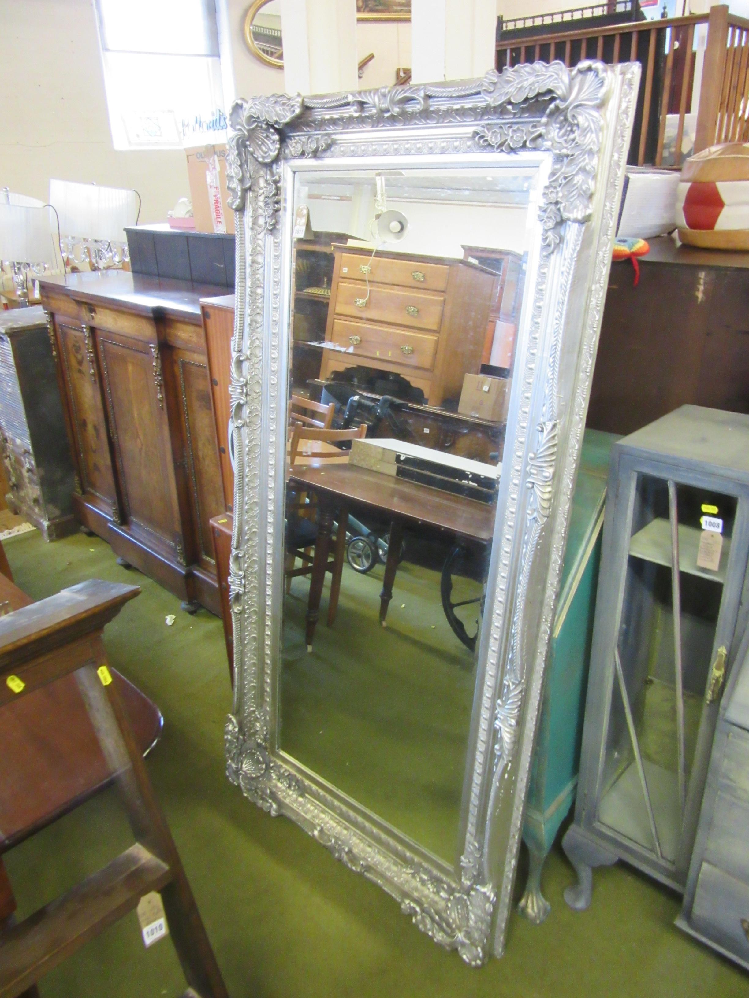 LARGE ORNATE SILVER COLOURED MIRROR Image