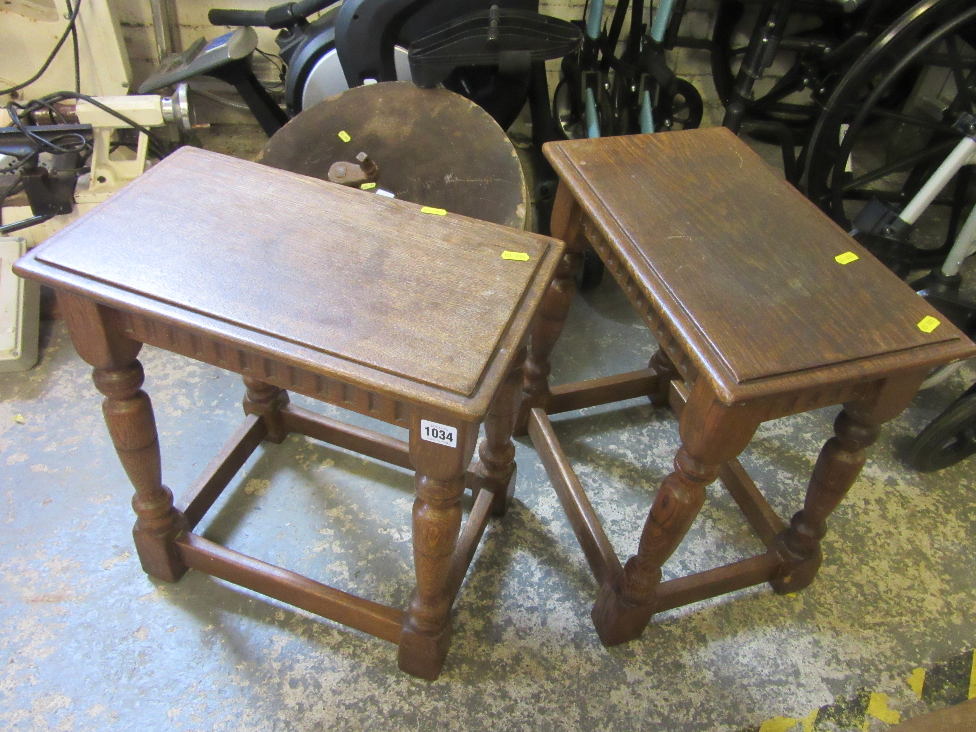 PAIR OF OAK STOOLS Image