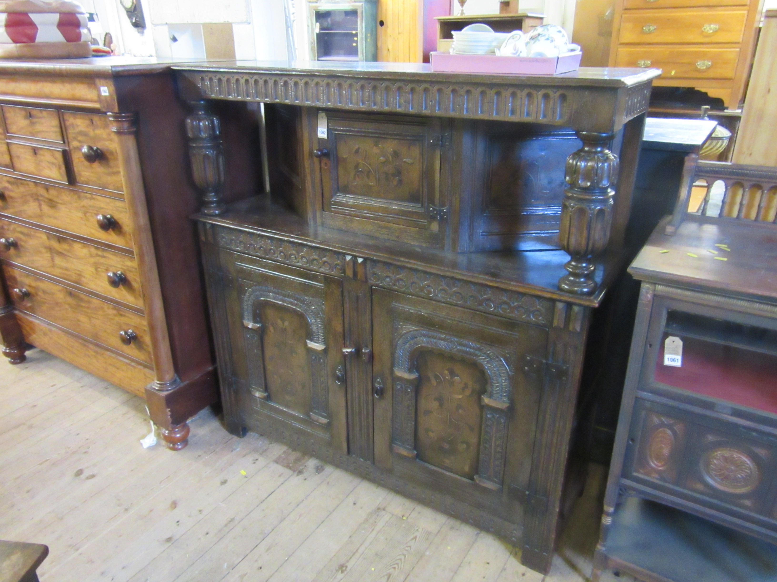 CARVED OAK COURT CUPBOARD Image