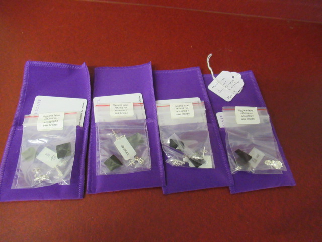 FOUR PAIRS OF SILVER EARRINGS WITH CERTIFICATES Image