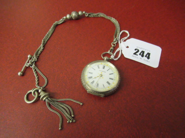 CONTINENTAL SILVER FOB WATCH AND PLATED CHAIN Image