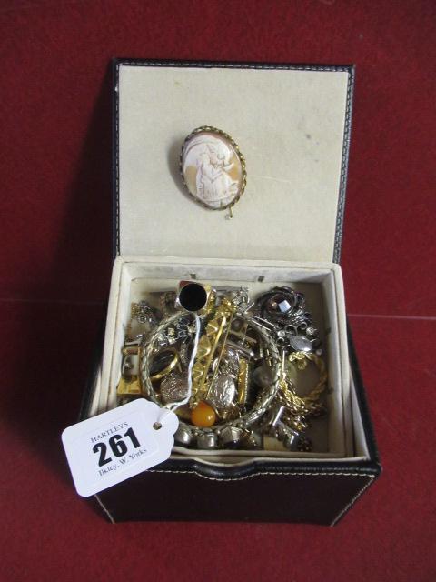 SILVER MOUNTED CAMEO AND A QUANTITY OF COSTUME JEWELLERY Image