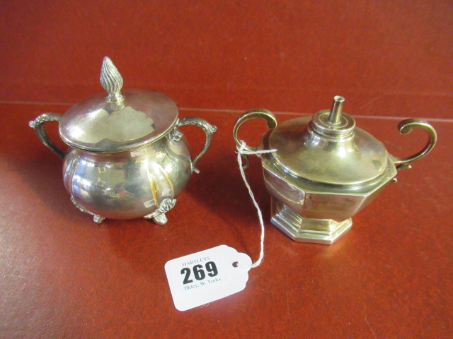SILVER TABLE LIGHTER AND AN EPNS BOX AND COVER Image