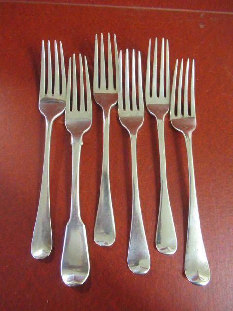 SIX GEORGIAN AND VICTORIAN SILVER TABLE FORKS Image