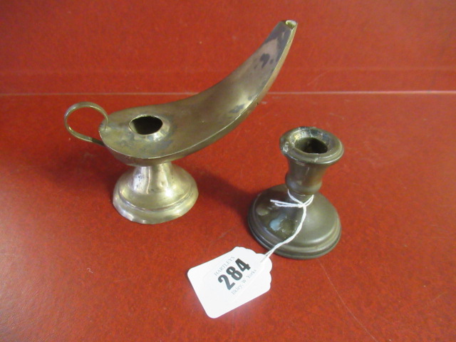 WHITE METAL LAMP AND CANDLESTICK Image