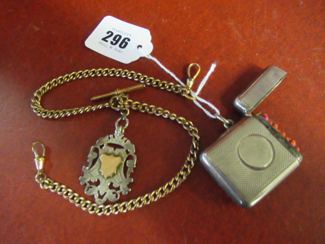 SILVER VESTA CASE WITH SILVER FOB ON ROLLED GOLD CHAIN Image