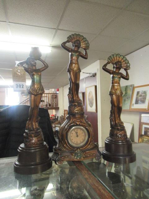 FIGURAL CLOCK GARNITURE Image