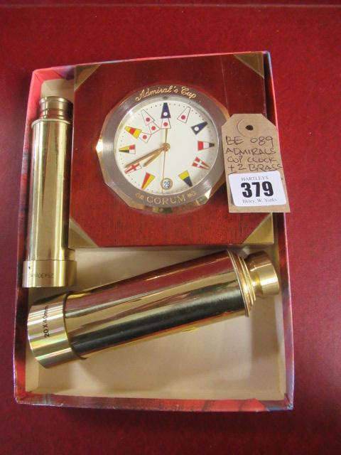 ADMIRAL'S CUP CLOCK AND TWO BRASS TELESCOPES Image