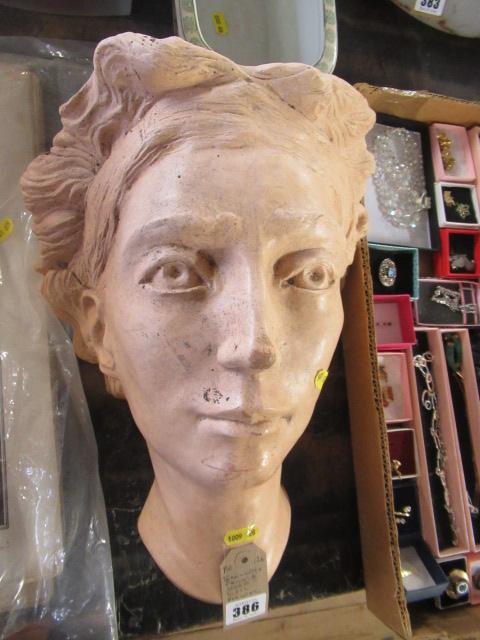 TERRACOTTA FEMALE HEAD WALL PLANTER Image