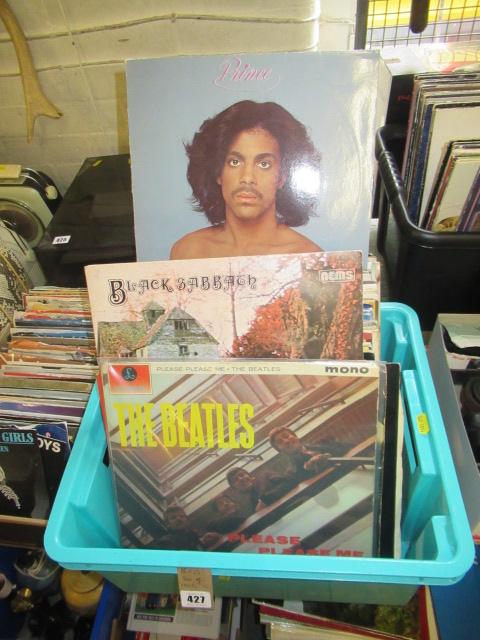 BOX OF LP RECORDS INCLUDING BEATLES Image