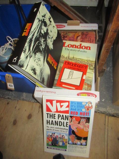 BOX OF BOOKS INCLUDING HIPPIE AND A VIZ ANNUAL Image