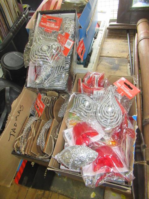 THREE BOXES OF CHRISTMAS TREE DECORATIONS ETC Image