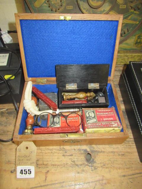 WOODEN BOX WITH WAX AND SEALS ETC Image