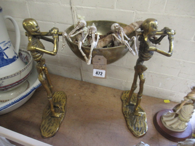 BRASS SKELETON BOWL WITH SKELETON ITEMS Image