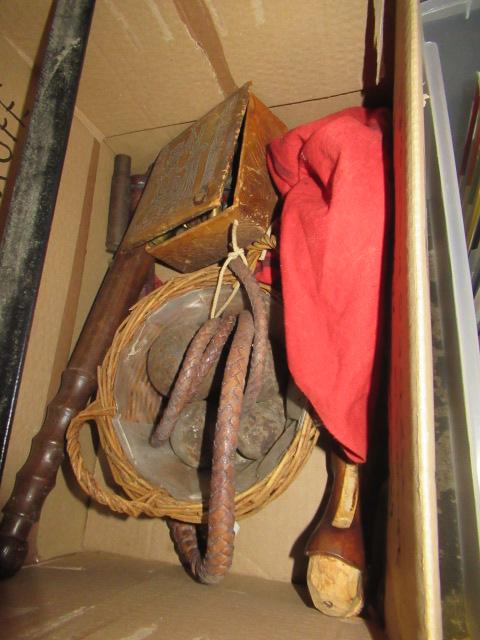 BOX CONTAINING CANNON BALLS AND  TRUNCHEON ETC Image