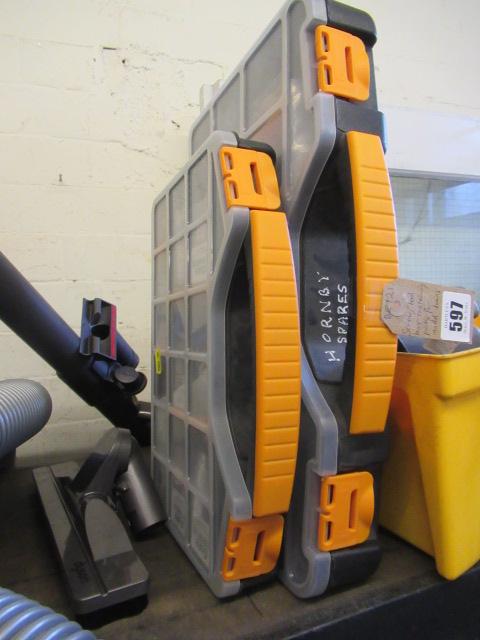 TWO TOOLBOXES CONTAINING MODEL TRAIN PARTS Image