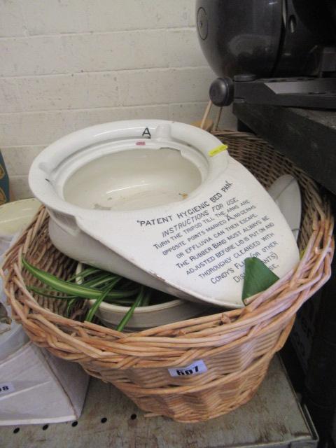 BASKET WITH BED PAN AND OTHER CERAMICS Image