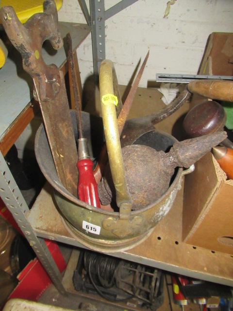 BRASS COAL BUCKET AND CONTENTS Image