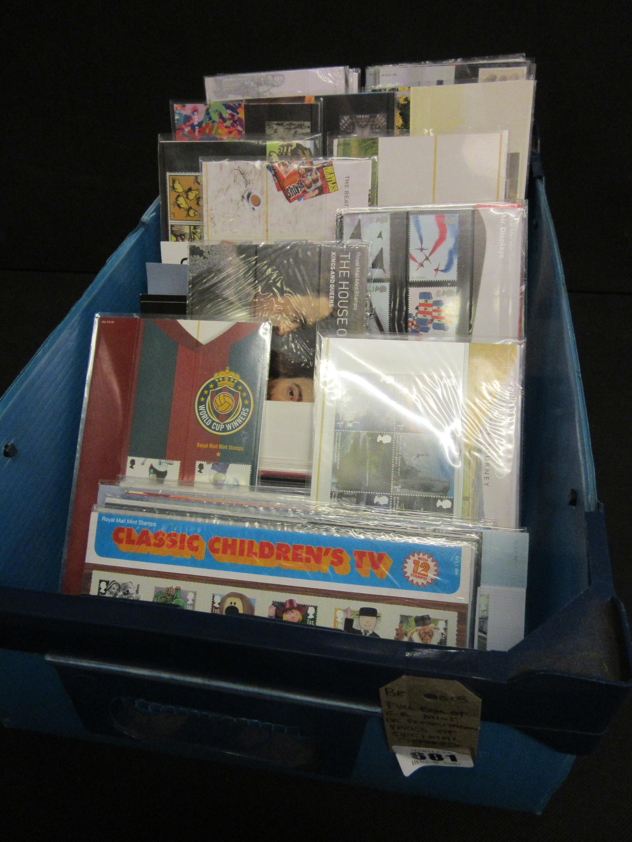 FULL BOX OF GB MINT UK PRESENTATION PACKS OF DECIMAL STAMPS Image