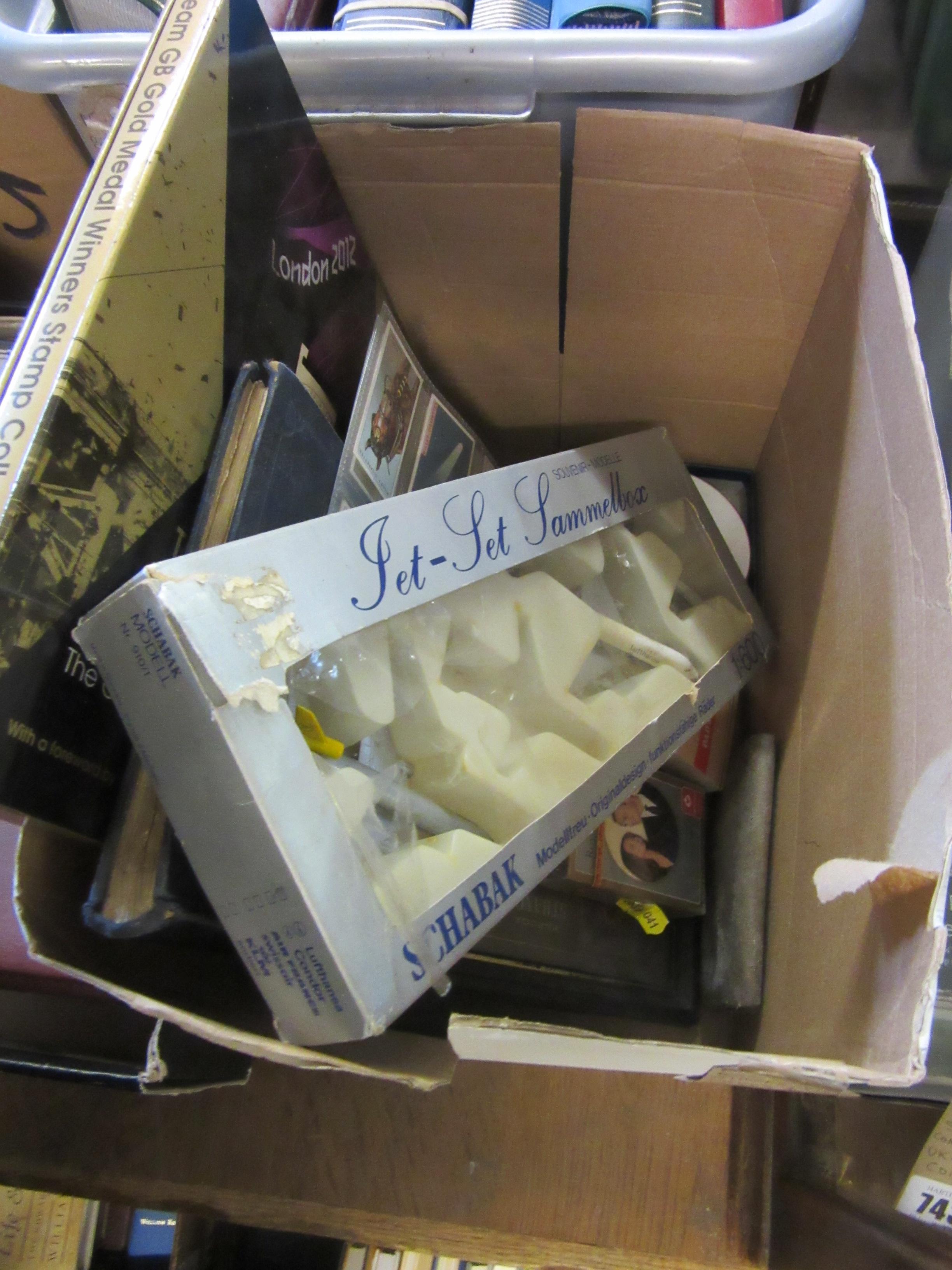 BOX OF STAMPS, CIGARETTE CARDS INCLUDING TEAM GB HANDBOOK ETC Image