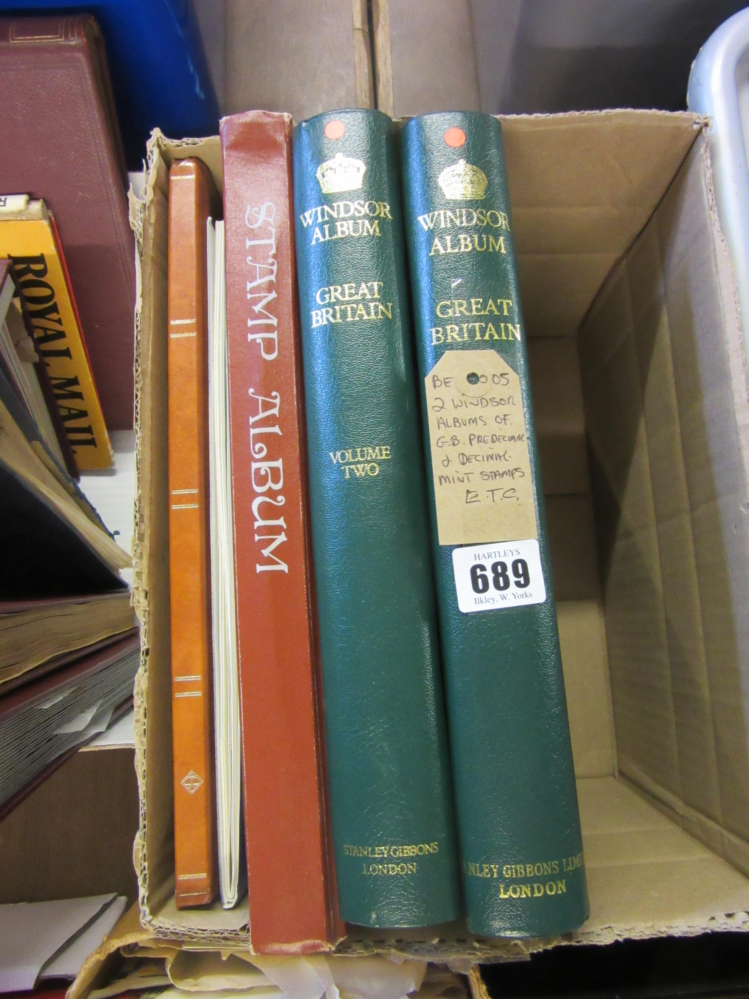 TWO WINDSOR ALBUMS OF GB PRE-DECIMAL AND DECIMAL MINT STAMPS ETC Image